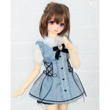 Dolly Parfait Coord Shorts Set / Chimikko & Mini (White x Pale Blue)