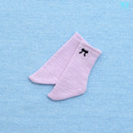 Ribbon Embroidered Socks / Mini (Purple)