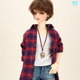 Flannel Checked Shirt (Navy x Red) / M