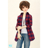 Flannel Checked Shirt (Navy x Red) / M