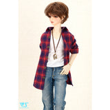 Flannel Checked Shirt (Navy x Red) / M