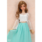 See-through Blouse & Pleated Skirt Set