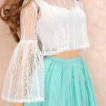 See-through Blouse & Pleated Skirt Set