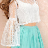 See-through Blouse & Pleated Skirt Set