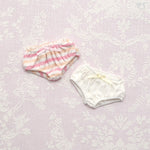 Soft Cotton Panties Set (White & Pink Stripes) / Mini