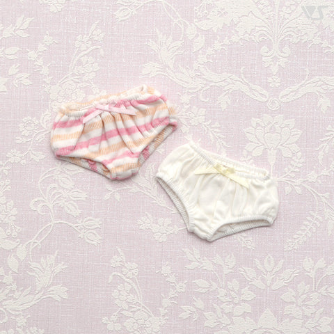 Soft Cotton Panties Set (White & Pink Stripes) / Mini