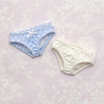 Soft Cotton Panties Set (White & Blue Porka Dots)