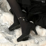 SD Anklet Print Stockings (Black)