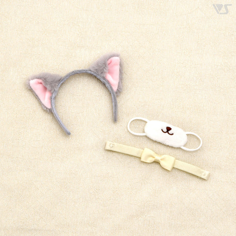 Mask & Cat Ear Headband (Gray)