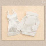 White Rib Knit Set  Mini