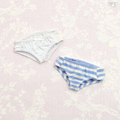 Soft Cotton Panties Set / Mini (White & Blue Stripes)