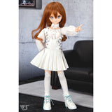 White Synthetic Leather Pinafore Dress Set / Mini