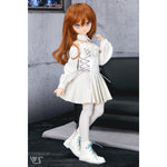 White Synthetic Leather Pinafore Dress Set / Mini