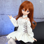 White Synthetic Leather Pinafore Dress Set / Mini