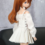 White Synthetic Leather Pinafore Dress Set / Mini