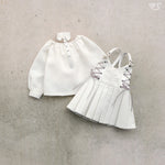 White Synthetic Leather Pinafore Dress Set / Mini